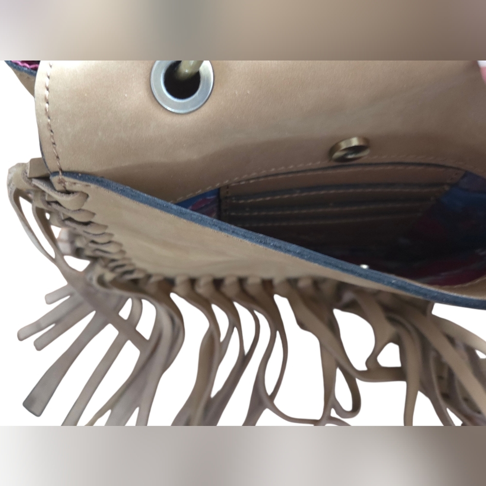 Patricia Nash NEW Nazaire Nubuck Suede Crossbody Bag with Fringe-Cognac - Picture 8 of 15
